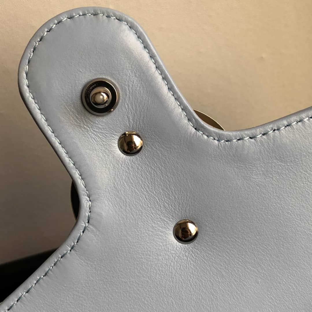 Gvc*1 GG Marmont Mini Leather Top Handle Bag Replica Blue 547260