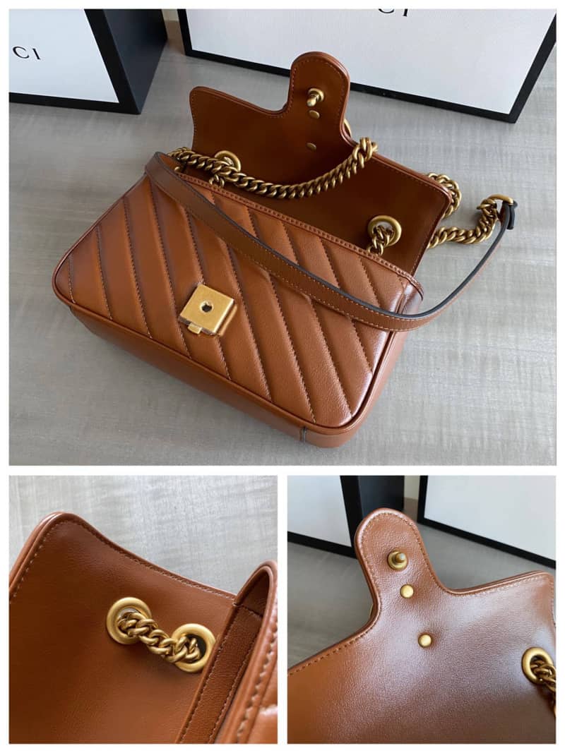 Gvc*1 GG Marmont Mini Matelasse Shoulder Bag Replica Brown 446744