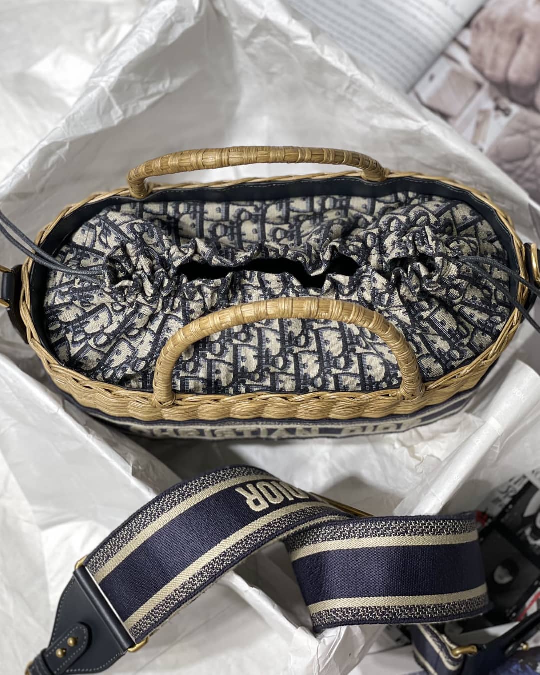 D10r Dupe Bag Medium Lady Natural Wicker