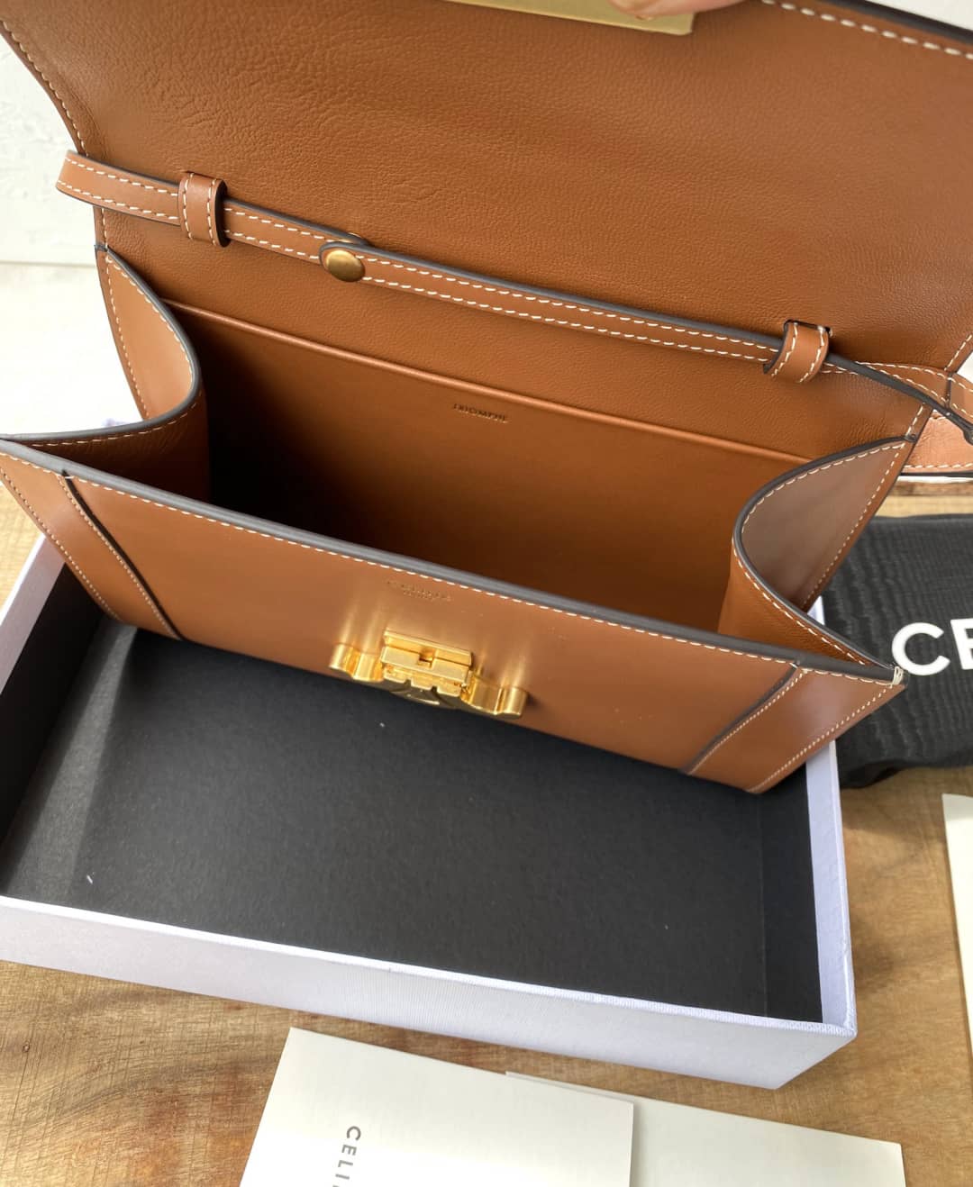 Ce1i*e Triomphe Bag Dupe Calf Leather Shoulder Strap Triomphe Replica Bag