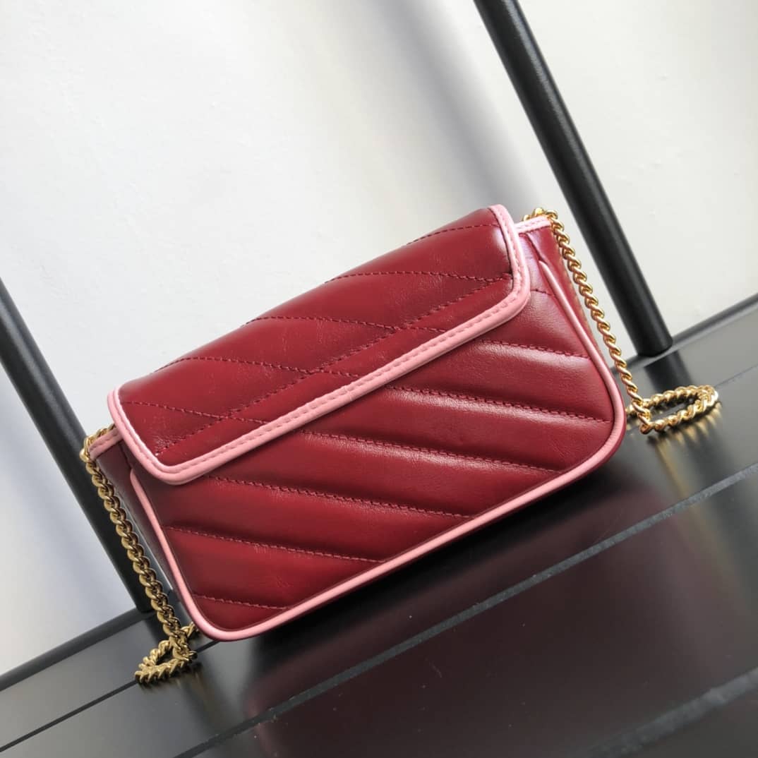 Gvc*1 GG Marmont Mini Matelasse Leather Shoulder Bag Replica Red 574969