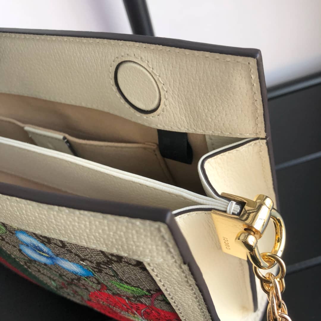 Gvc*1 Ophidia Flora GG Small Svp*me Canvas Shoulder Bag Replica White 503877