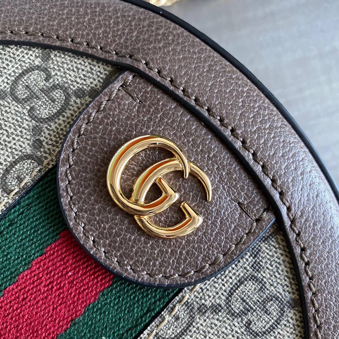 Gvc*1 Ophidia Mini Round Shoulder Bag Replica Brown 550618