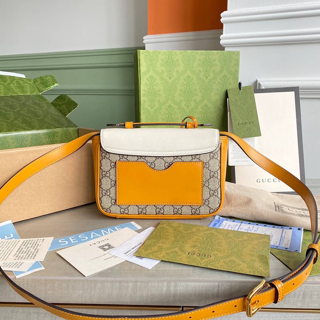 Gvc*1 Padlock Mini GG Svp*me Shoulder Bag Replica White 658487