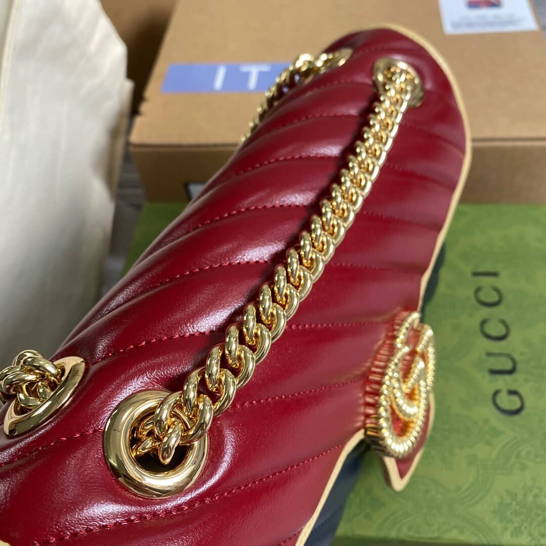 Gvc*1 GG Marmont Matelasse Shoulder Bag Replica Red Blue 443497