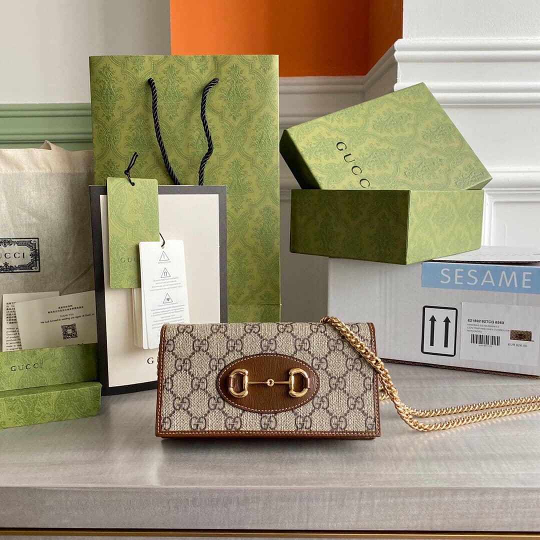 Gvc*1 GG Svp*me Horsebit 1955 Chain Wallet Replica 621892