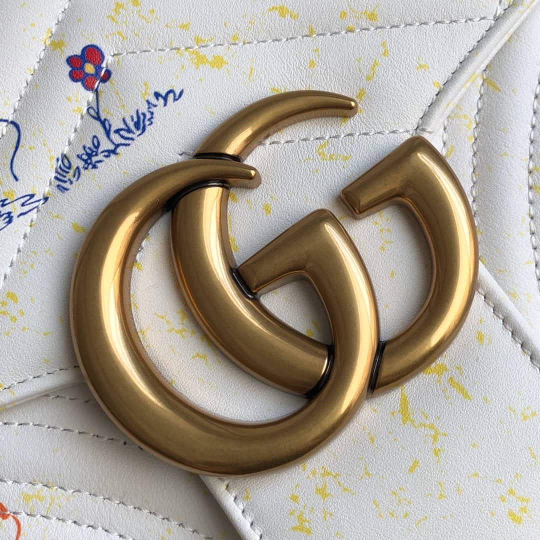 Gvc*1 GG Marmont Matelasse Shoulder Bag Replica White 443497