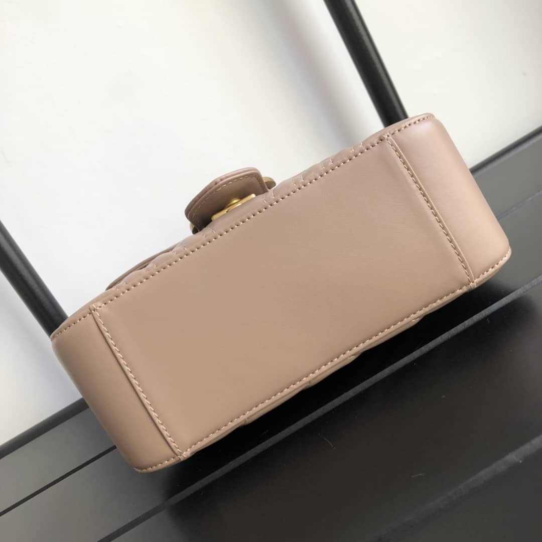 Gvc*1 GG Marmont Mini Leather Top Handle Bag Replica Apricot 547260