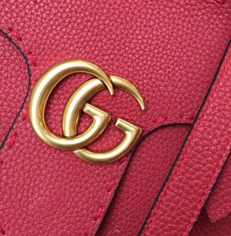 Gvc*1 GG Marmont Leather Top Handle Replica Bag Red 421890