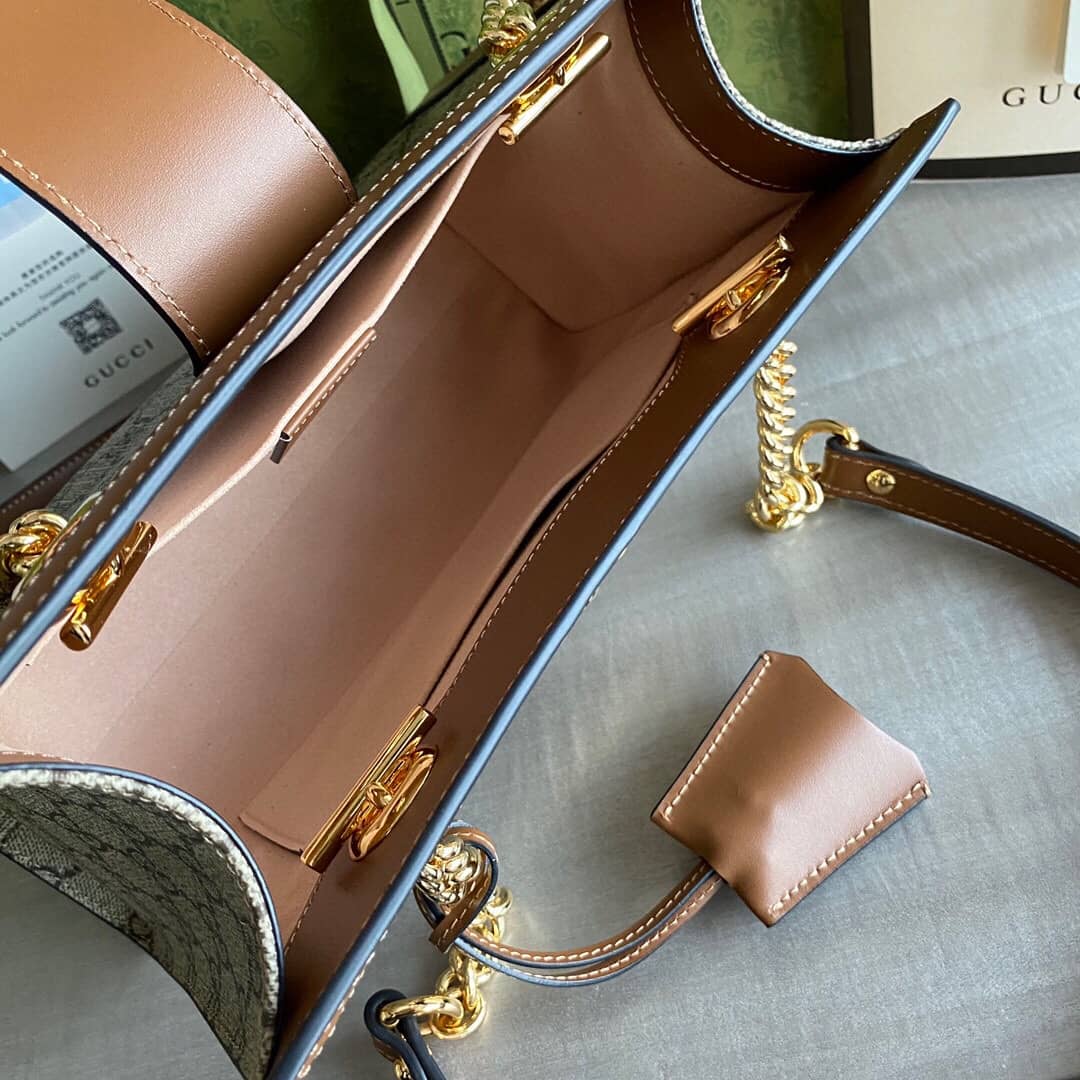 Gvc*1 Padlock Small GG Svp*me Canvas Shoulder Bag Replica Brown 498156