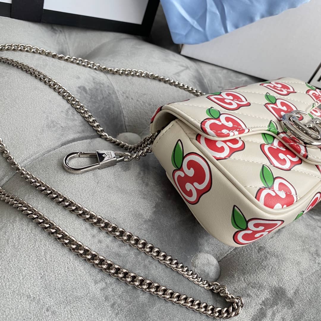 Gvc*1 GG Marmont Matelasse Leather Mini Shoulder Bag Replica White Red 476433