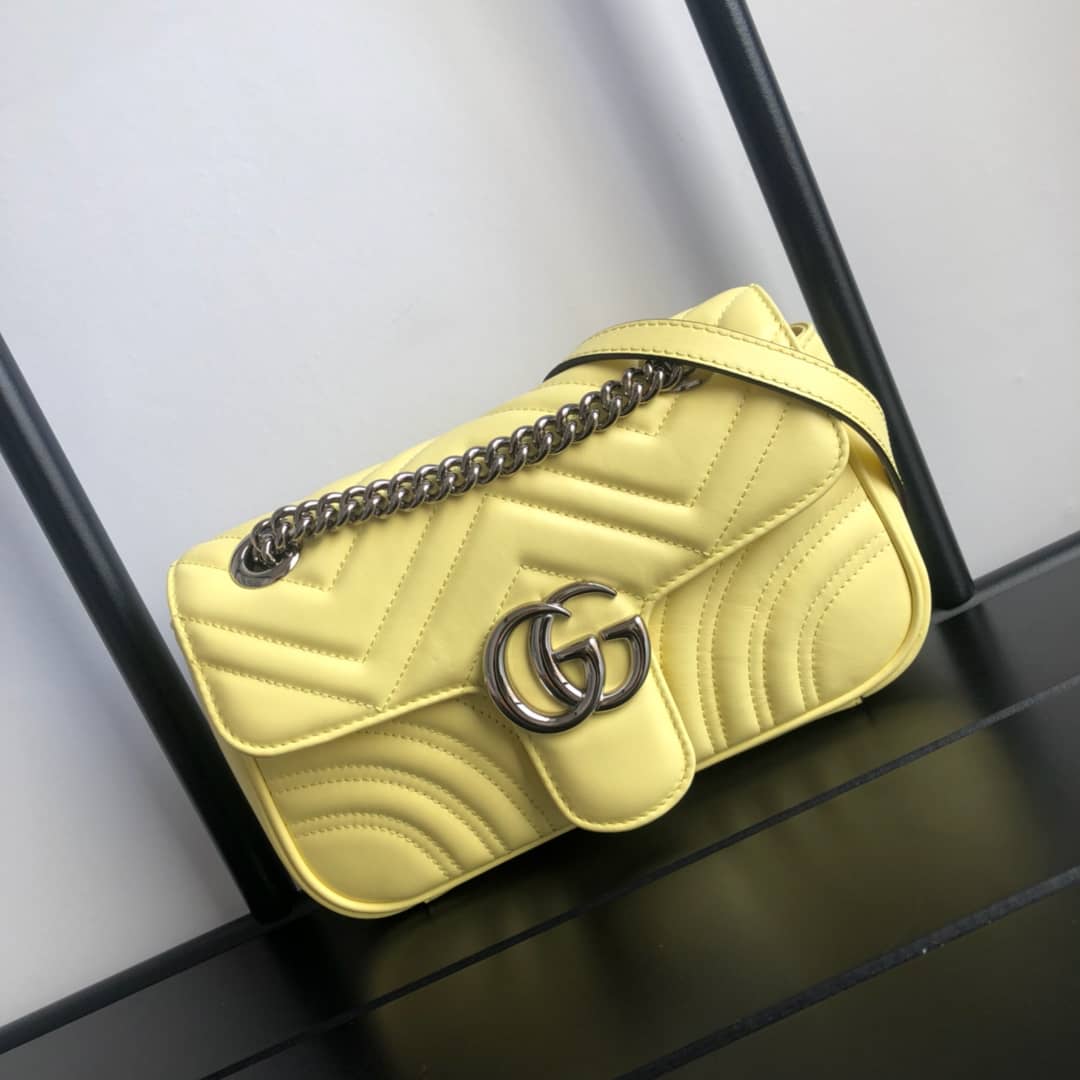 Gvc*1 GG Marmont Mini Matelasse Shoulder Bag Replica Yellow 446744