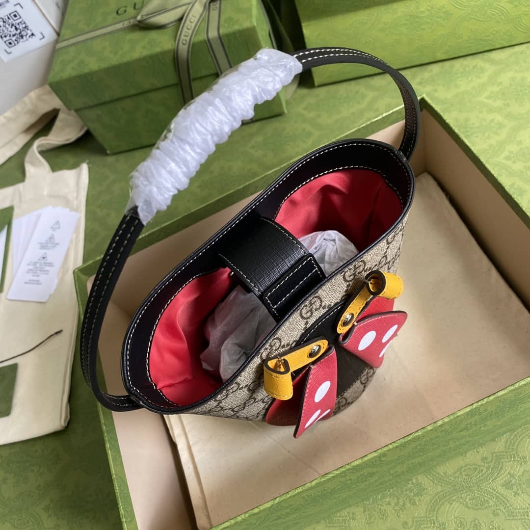 Gvc*1 GG Children Ladybug Svp*me Canvas Bucket Bag Replica 666277