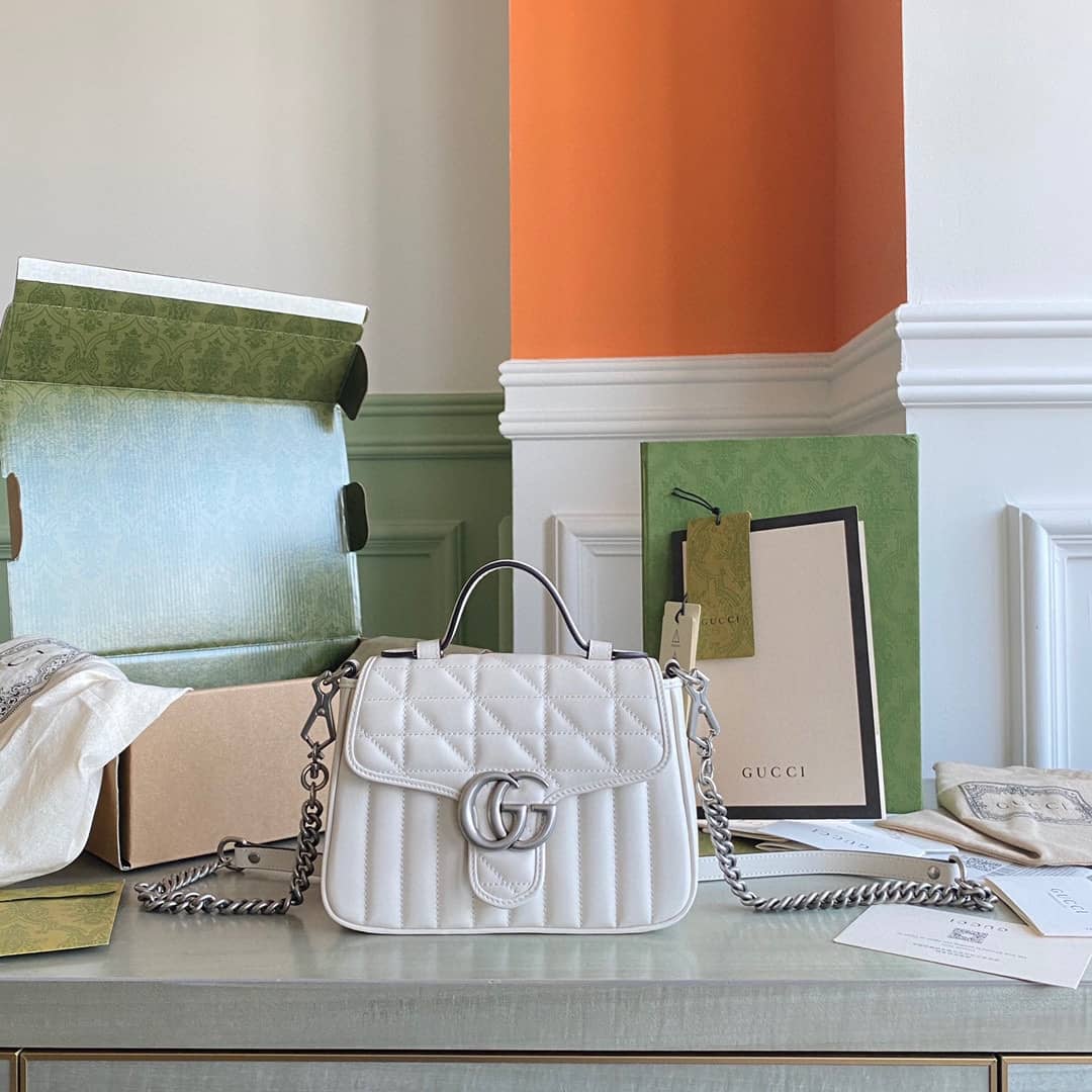 Gvc*1 GG Marmont Canvas Mini Top Handle Crossbody Bag 583571 Replica