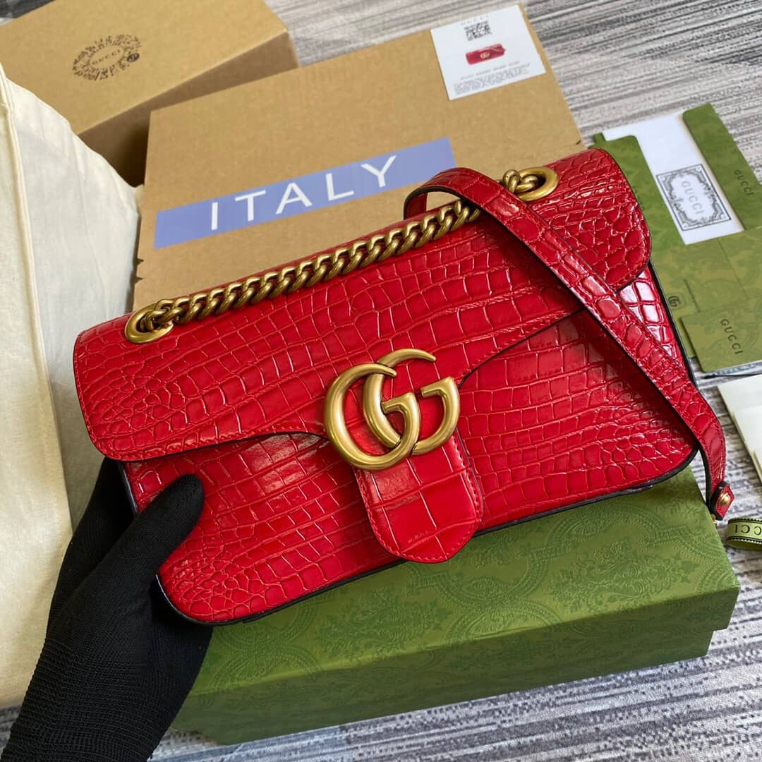Gvc*1 GG Marmont Matelasse Shoulder Bag Replica Red 443497