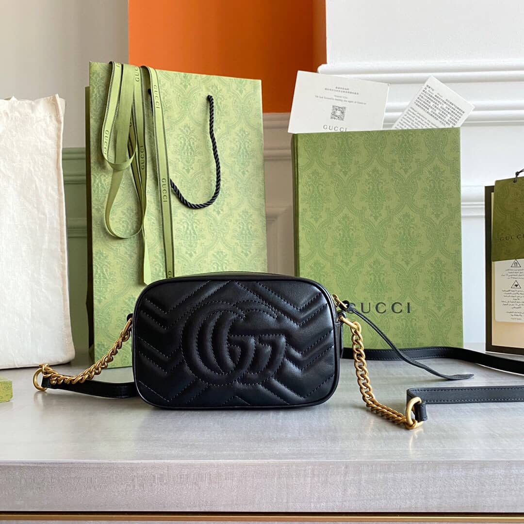 Gvc*1 GG Marmont Matelassé Mini Bag Replica Black 448065