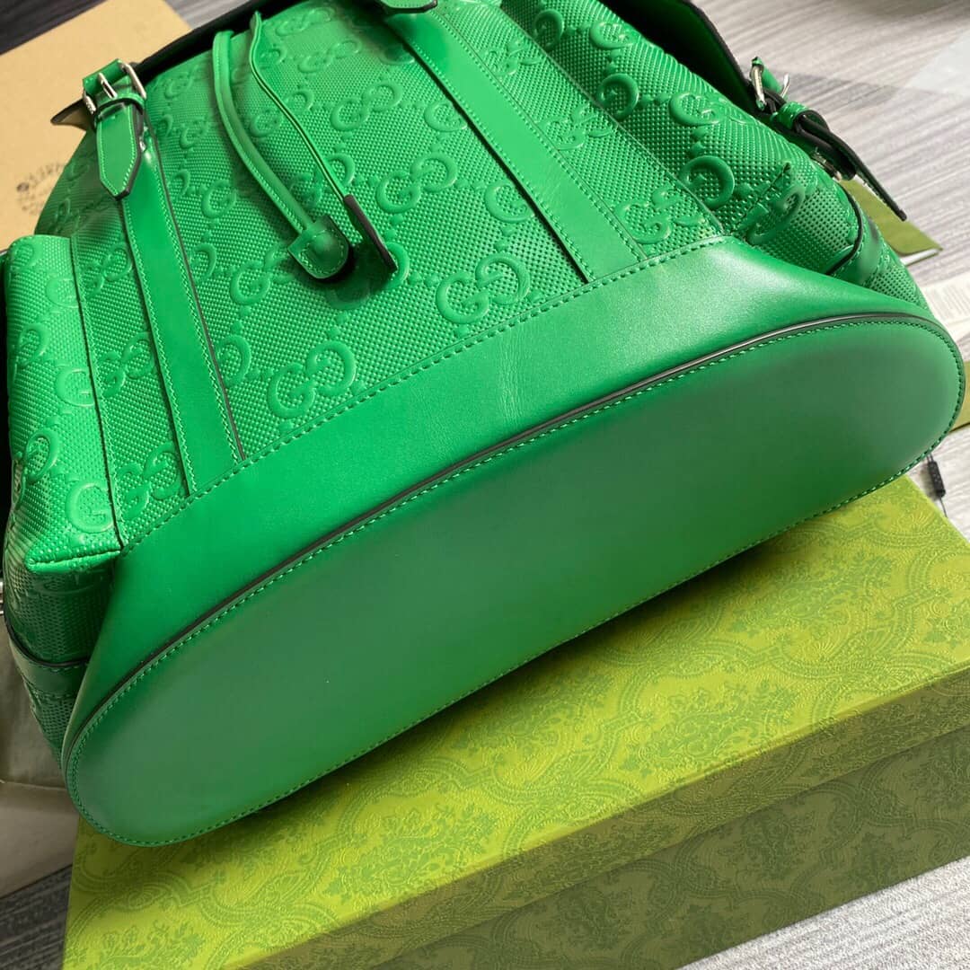 Gvc*1 GG Embossed Leather Replica Backpack Green 625770