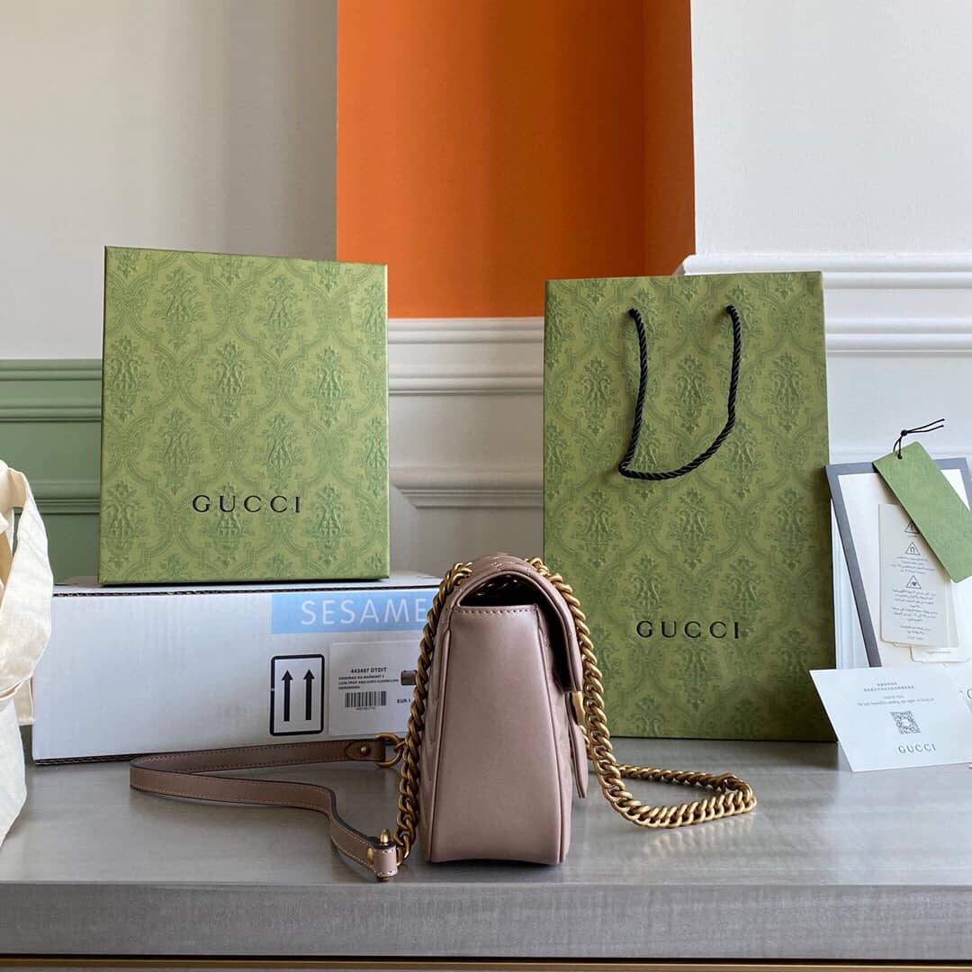 Gvc*1 GG Marmont Matelasse Shoulder Bag Replica Pink 443497