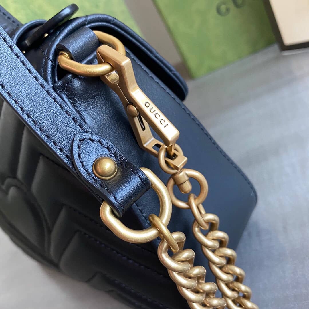 Gvc*1 GG Marmont Mini Leather Top Handle Bag Replica Black 547260