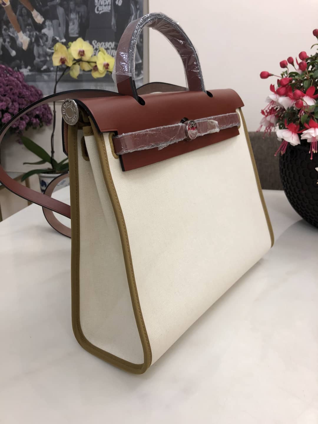 Replica H**me5 Birkin Bag 31 Canvas Leather HerBag