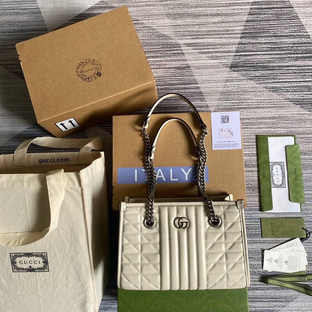 Gvc*1 GG Marmont Small Tote Bag Replica White 681483