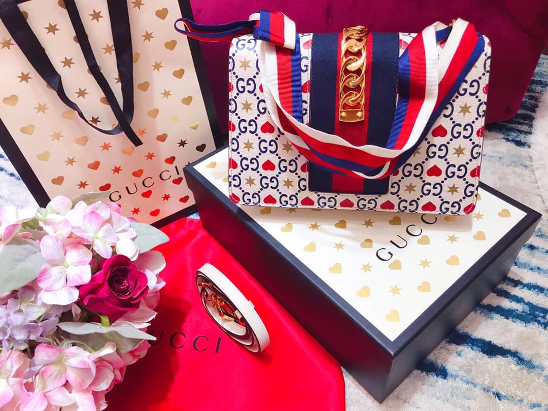 Gvc*1 Sylvie Small Leather Shoulder Bag Replica White Blue 421882