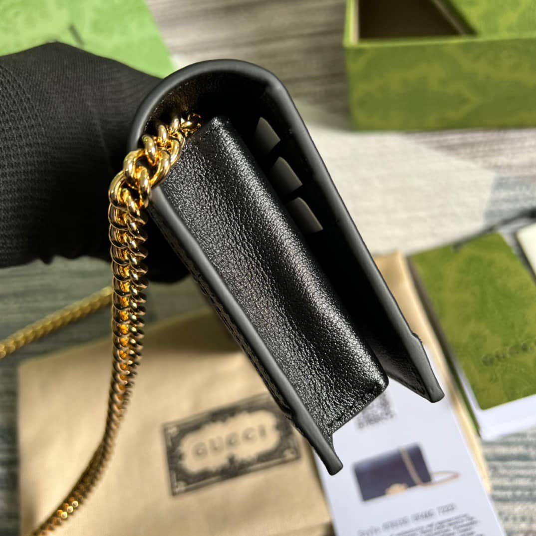 Gvc*1 GG Wallet With Chain Black 676155 Replica