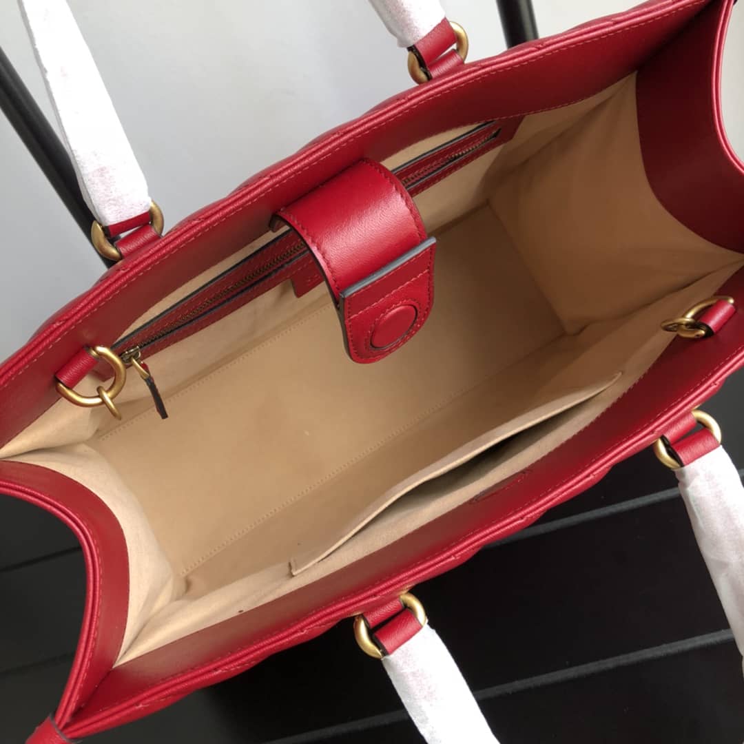 Gvc*1 GG Marmont Medium Matelasse Leather Tote Replica Red 627332