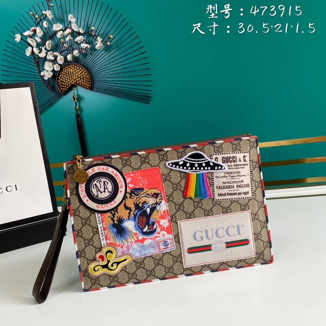 Gvc*1 GG Svp*me Monogram Courrier Zip Pouch Replica 473915