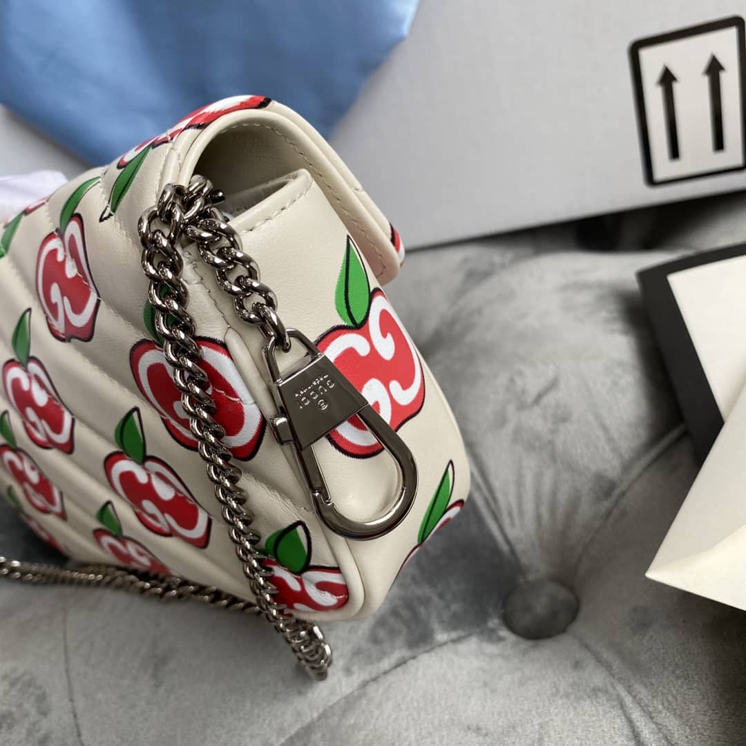 Gvc*1 GG Marmont Matelasse Leather Mini Shoulder Bag Replica White Red 476433