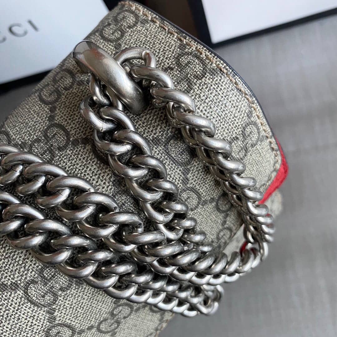 Gvc*1 Dionysus Dupe GG Svp*me Dionysus Chain Replica Shoulder Bag Gray Red 400249