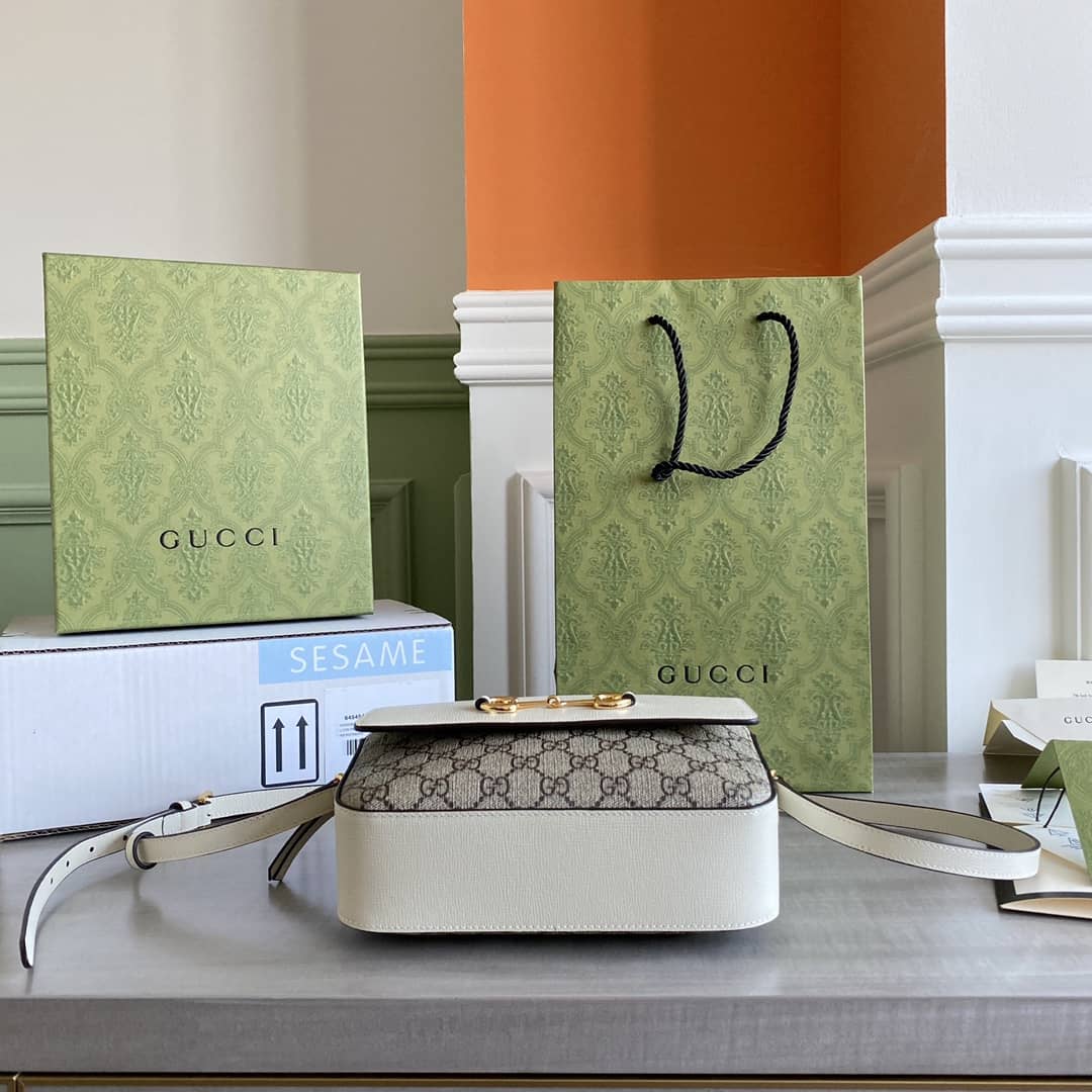 Gvc*1 Horsebit 1955 GG Crossbody Bag Replica Gray White 645454