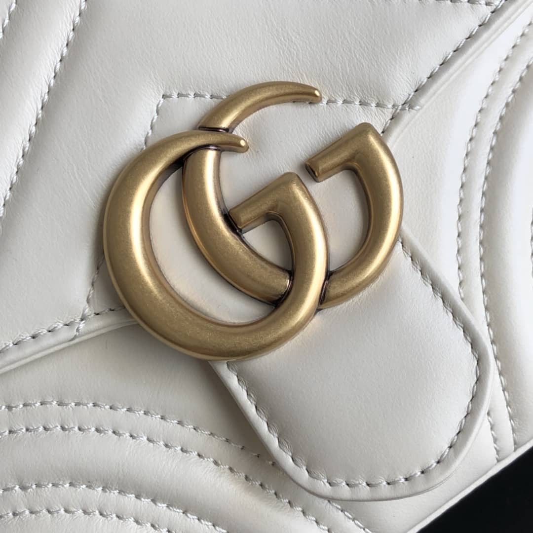 Gvc*1 GG Marmont Mini Leather Top Handle Bag Replica White 547260