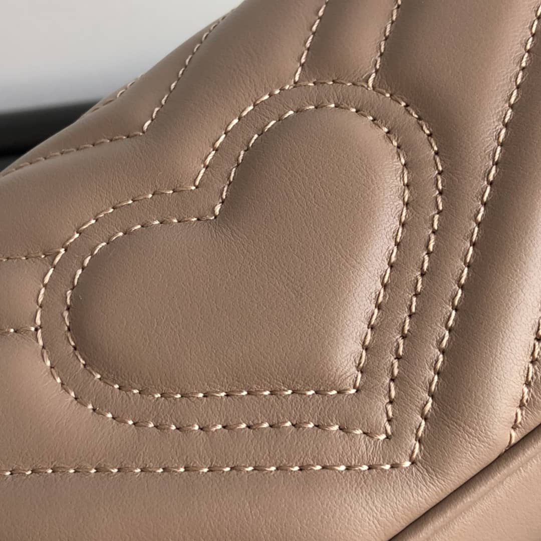 Gvc*1 GG Marmont Matelasse Leather Mini Shoulder Bag Replica Apricot 476433