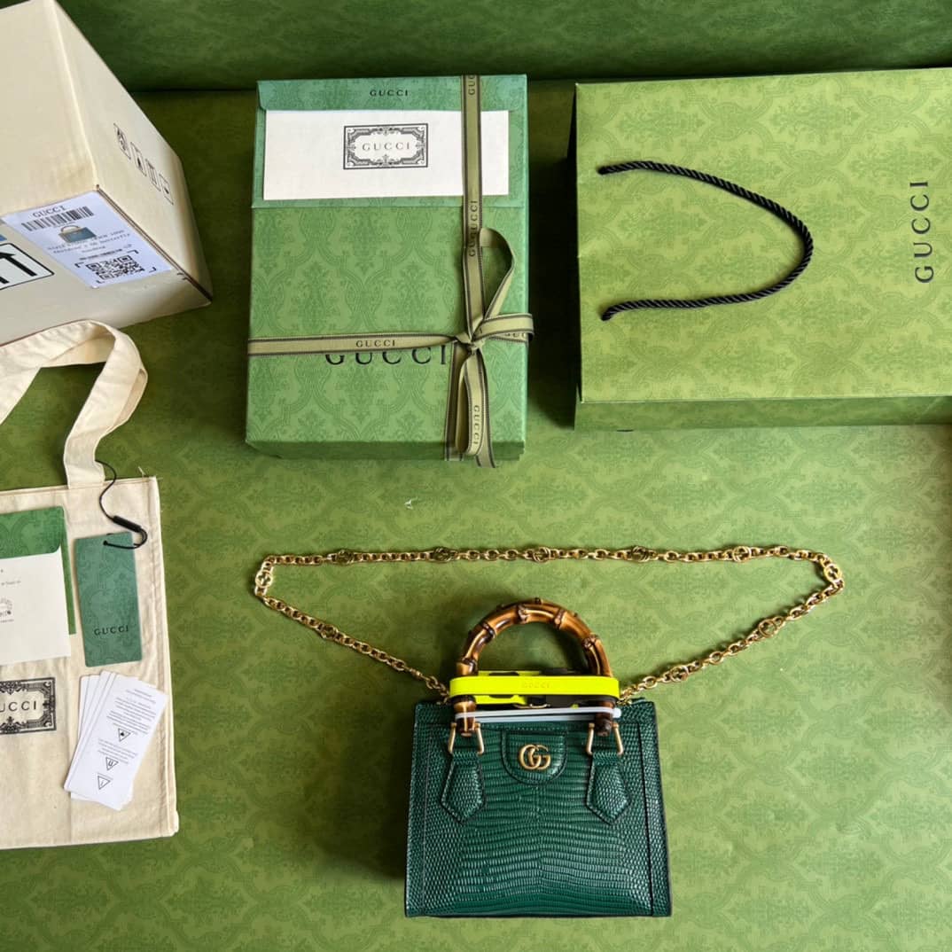 Gvc*1 Diana Lizard Mini Bag Dark Green 675800 Replica Tote