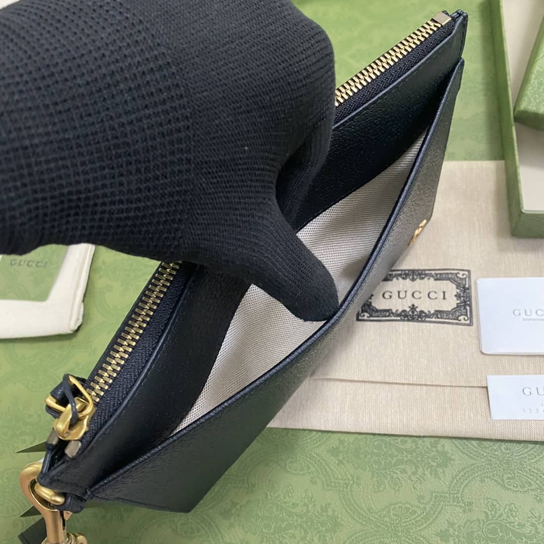 Gvc*1 GG Marmont Black Leather Pouch Replica 658562