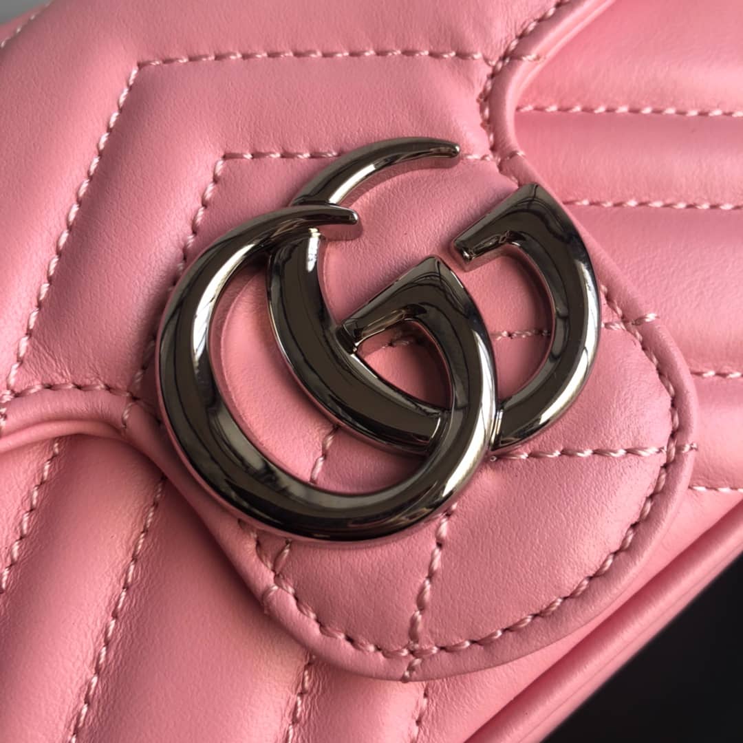 Gvc*1 GG Marmont Matelasse Leather Mini Shoulder Bag Replica Pink 476433