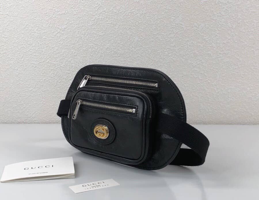 Gvc*1 Soft Leather Belt Bag Replica Black 575857