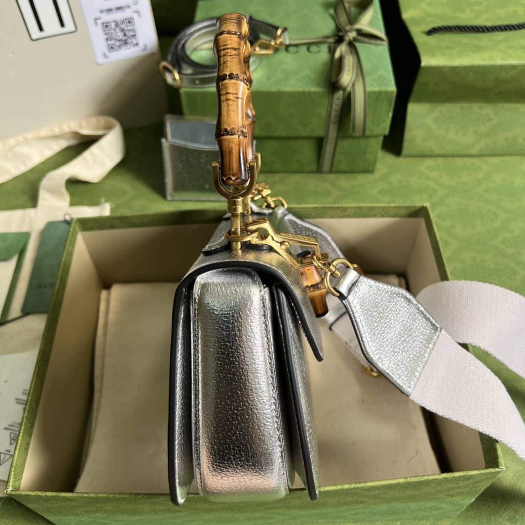 Gvc*1 Bamboo 1947 Small Top Handle Bag 675797 Sliver Replica