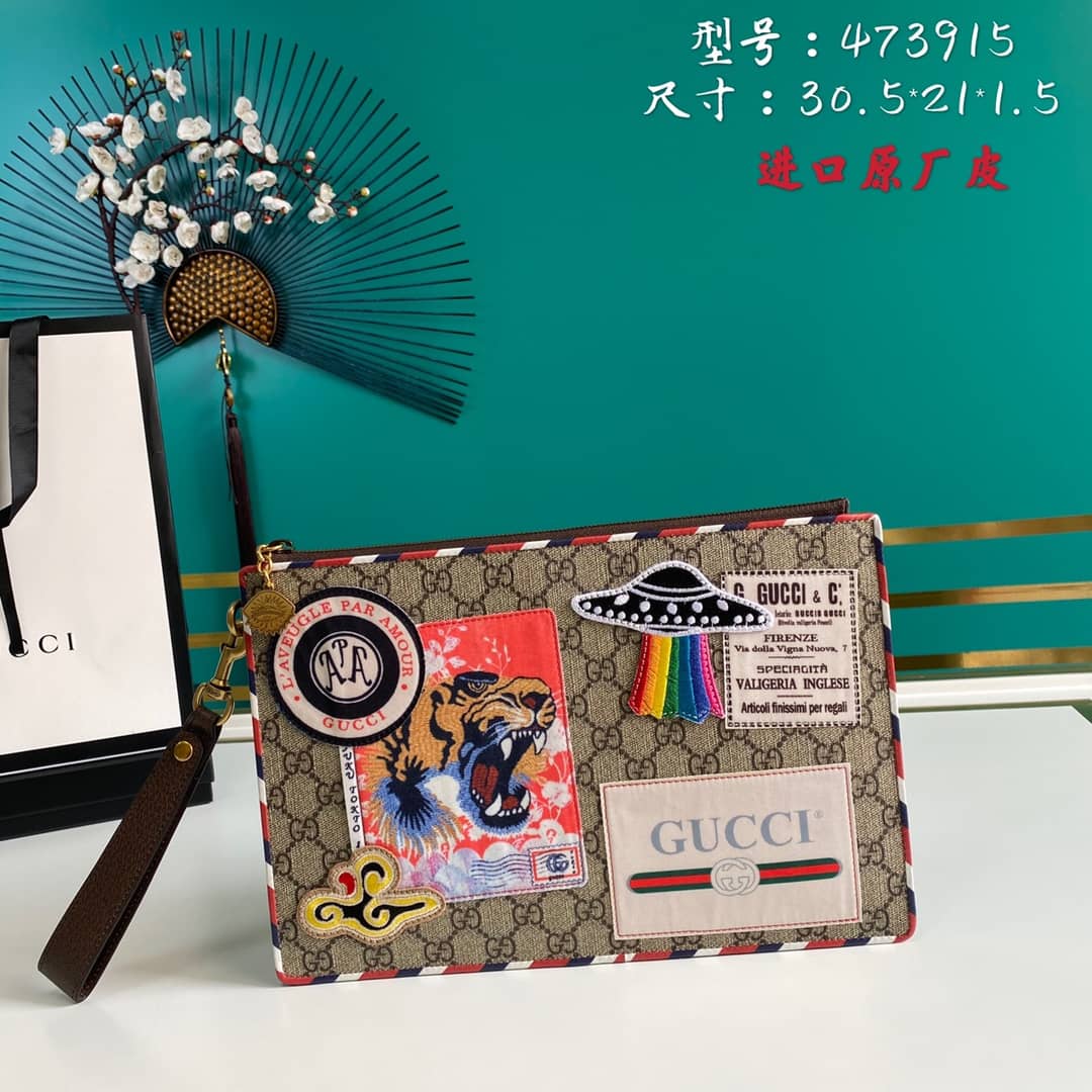 Gvc*1 GG Svp*me Monogram Courrier Zip Pouch Replica 473915