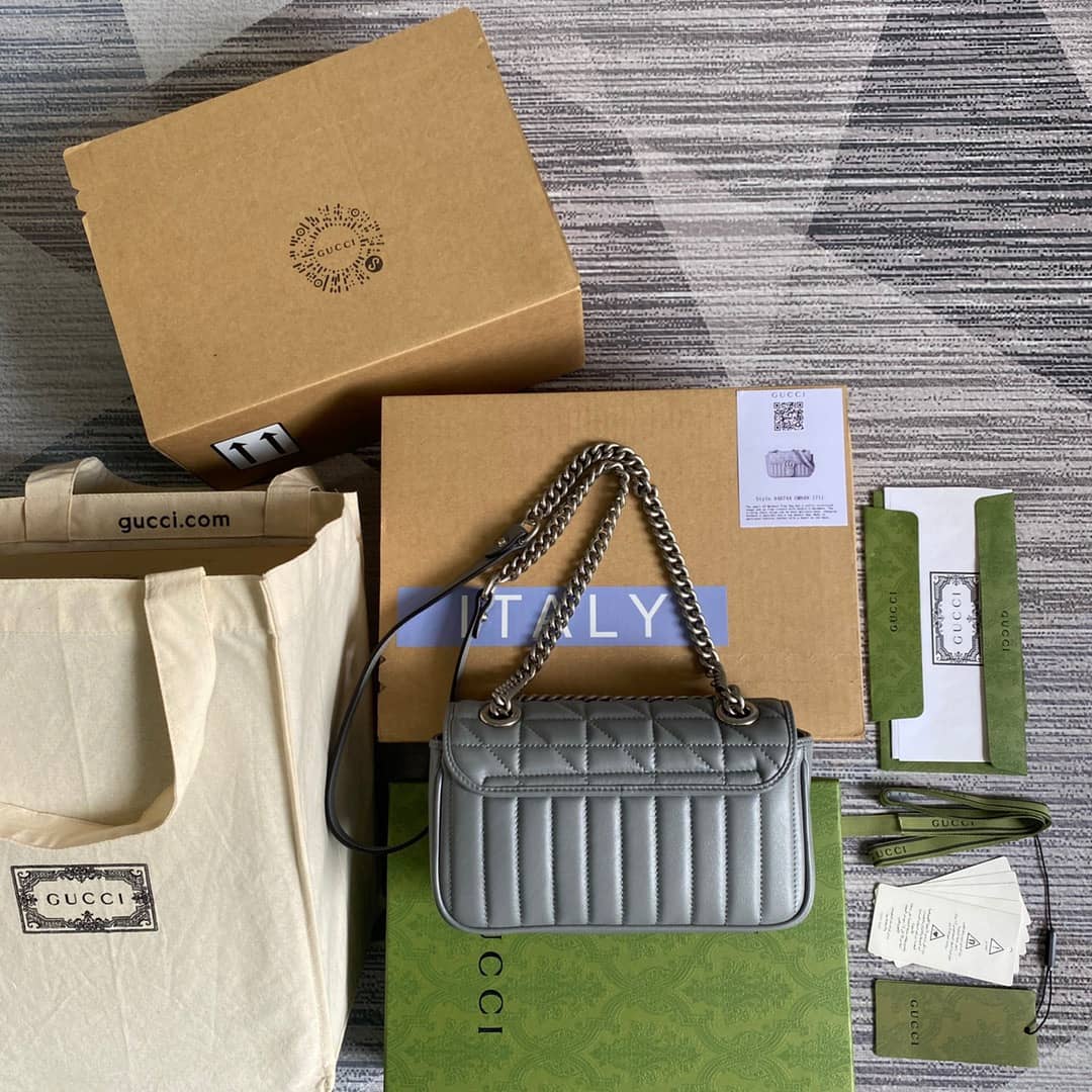 Gvc*1 GG Marmont Mini Matelasse Shoulder Bag Replica Gray 446744