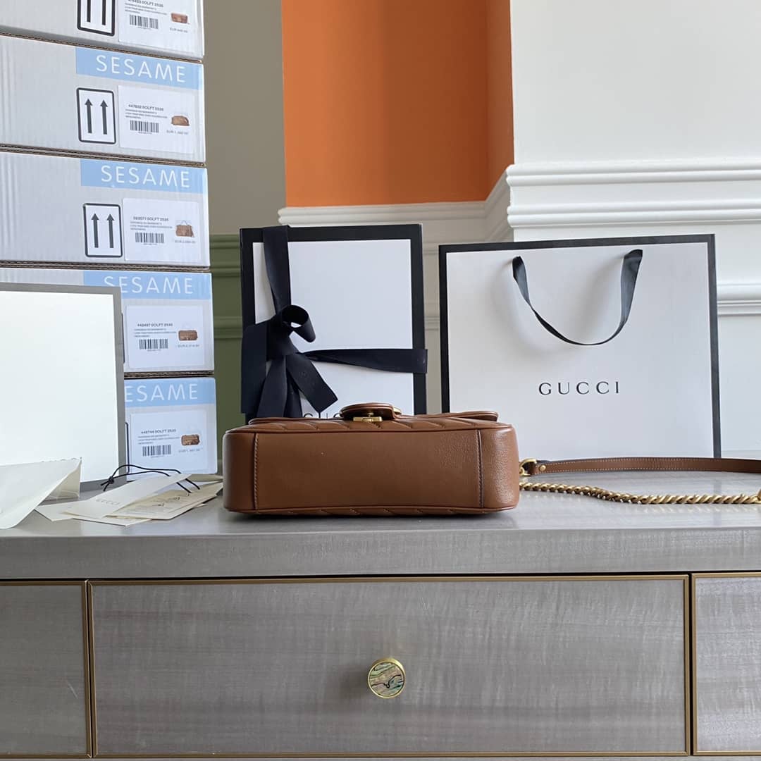 Gvc*1 GG Marmont Matelasse Shoulder Bag Replica Brown 443497