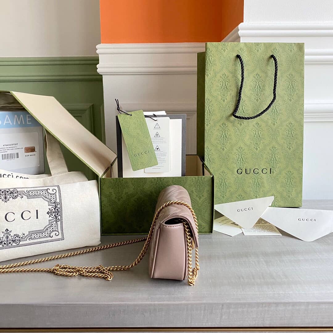 Gvc*1 GG Marmont Matelasse Leather Mini Shoulder Bag Replica Pink 476433