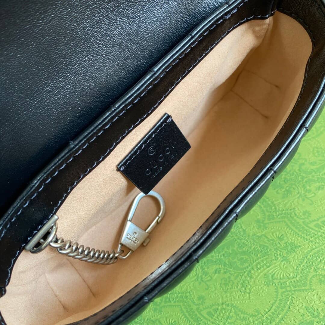 Gvc*1 GG Marmont Matelasse Leather Mini Shoulder Bag Replica Black 476433