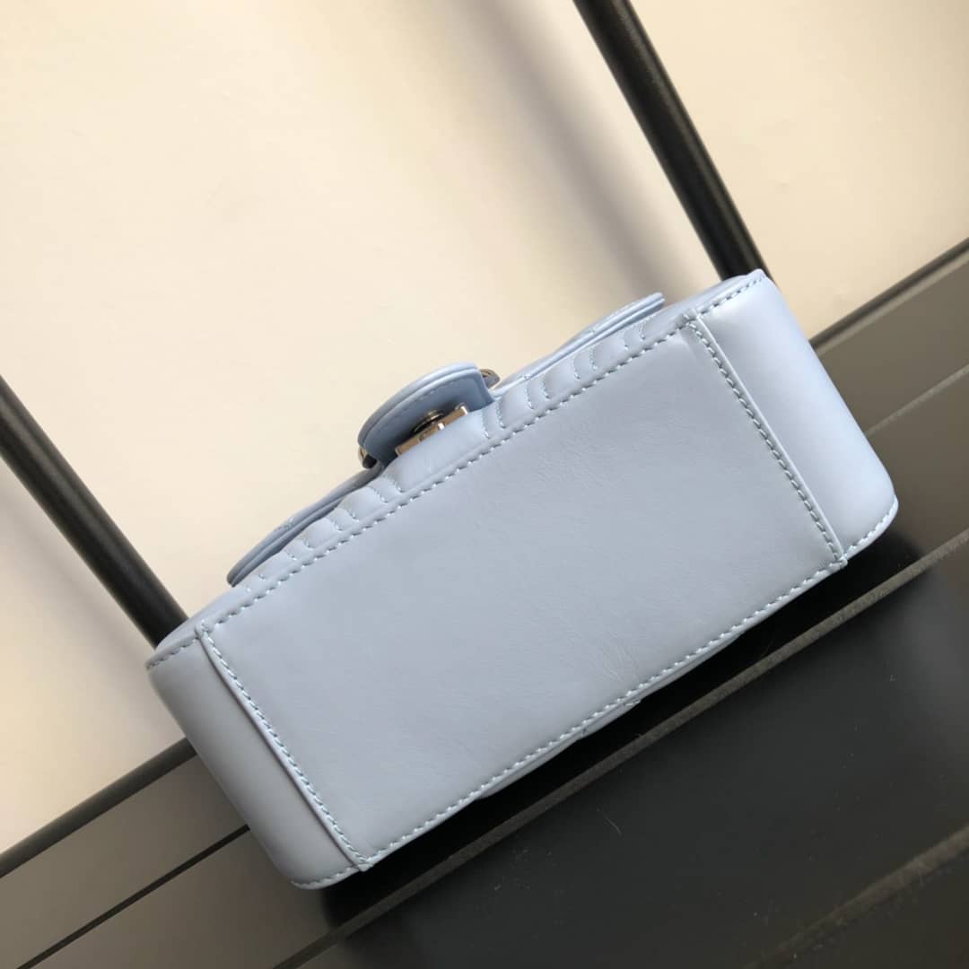 Gvc*1 GG Marmont Mini Leather Top Handle Bag Replica Blue 547260