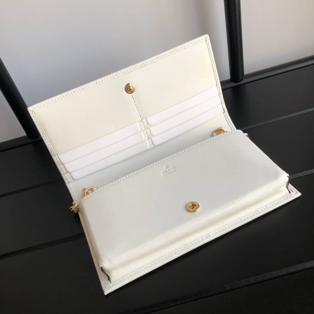 Gvc*1 GG Svp*me Horsebit 1955 Chain Wallet Replica White 621892