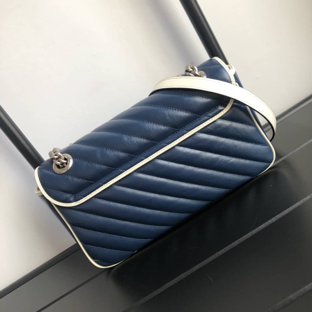 Gvc*1 GG Marmont Matelasse Shoulder Bag Replica Blue 443497