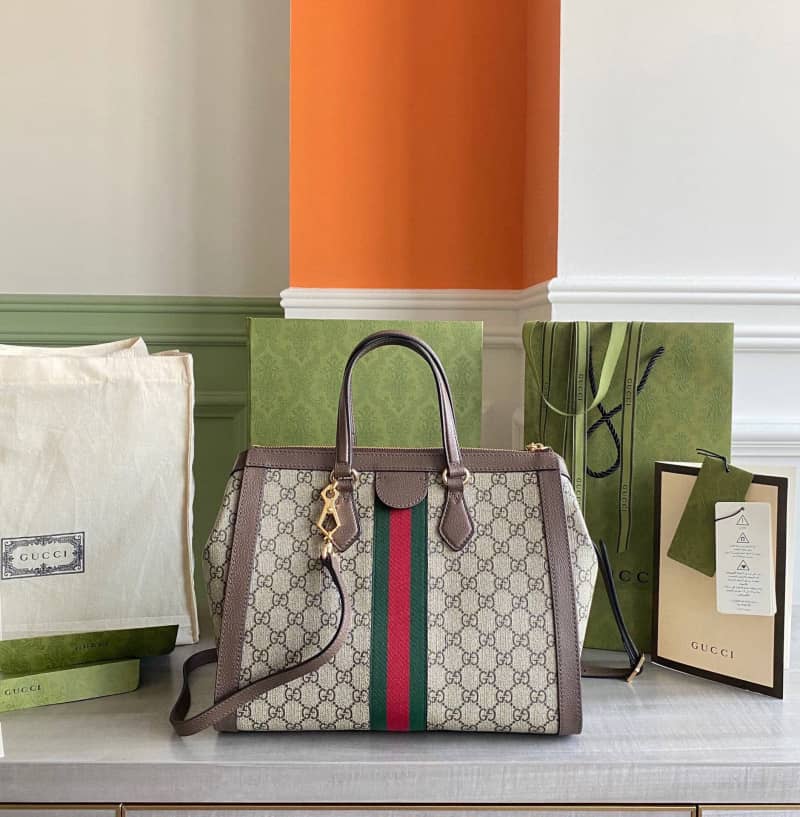 Gvc*1 Ophidia Medium GG Svp*me Tote Shoulder Bag Replica Gray 524537