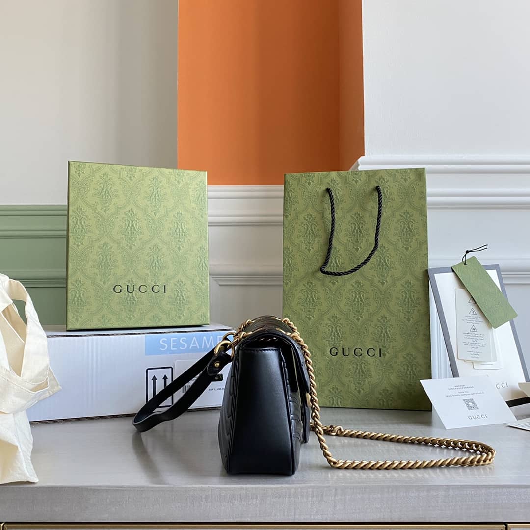 Gvc*1 GG Marmont Matelasse Shoulder Bag Replica Black 443497