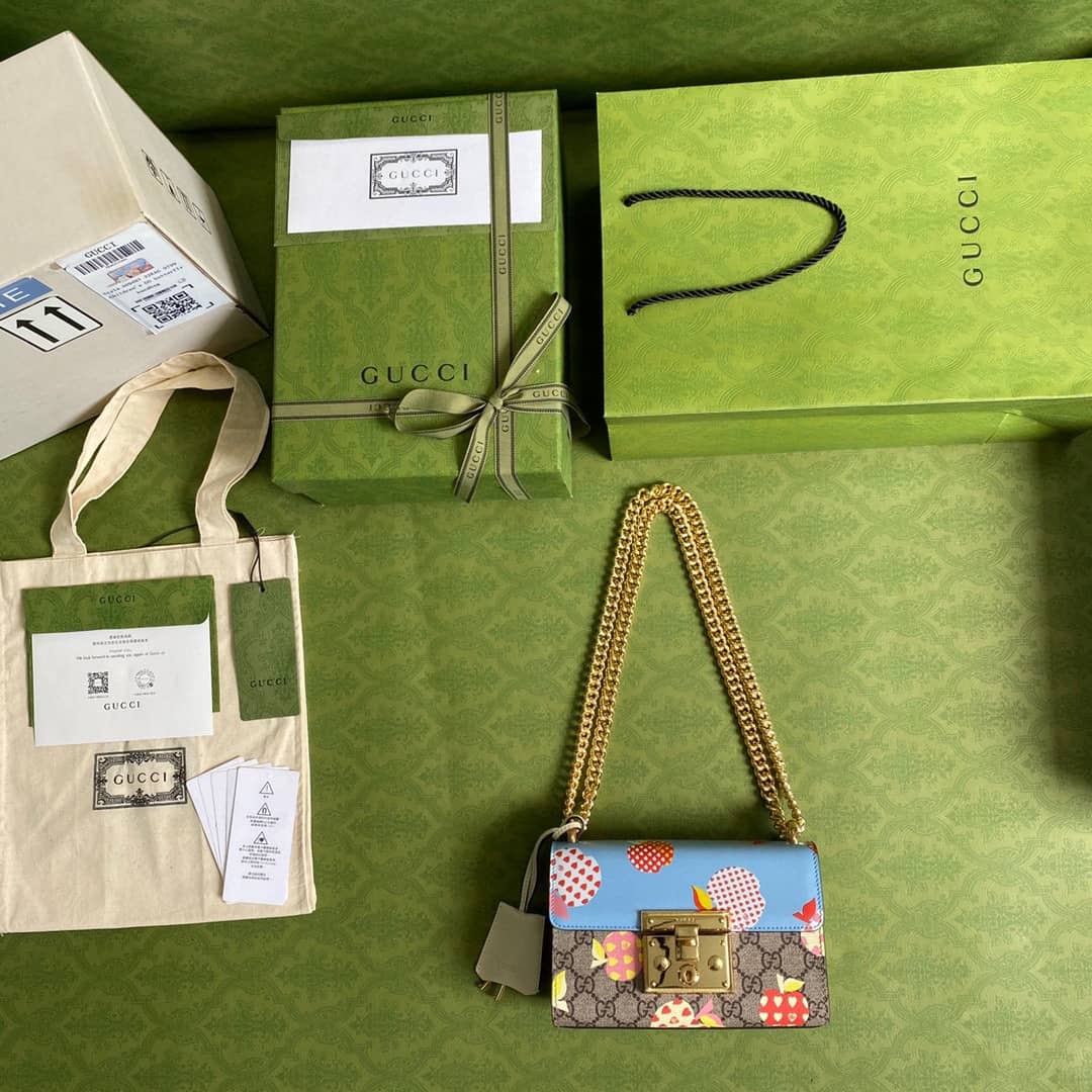 Gvc*1 Padlock Small GG Chain Shoulder Bag Replica Blue 409487